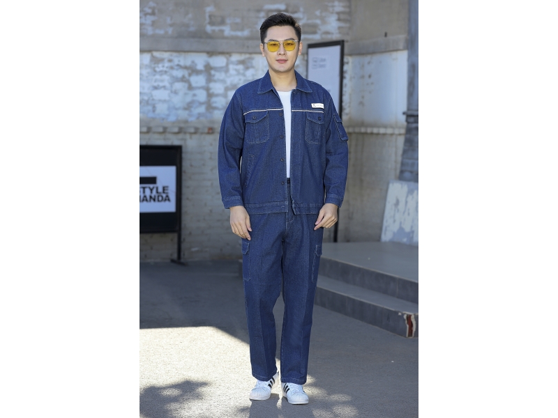 春秋季套装蓝色牛仔工作服1816